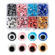 8 Style Resin Beads, Flat Round & Round with Evil Eye, Mixed Color, about 280pcs/box(RESI-LS0001-18B)