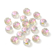 Electroplate Transparent Glass Beads, Faceted, AB Color, Rondelle, Pink, 7.5x4.5mm, Hole: 1.2mm(EGLA-P061-06A-AB07)