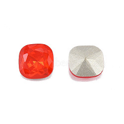 K9 Glass Rhinestone Cabochons, Pointed Back & Back Plated, Faceted, Square, Siam, 8x8x4.5mm(MRMJ-N029-20-02)