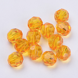 Transparent Acrylic Beads, Faceted, Round, Orange, 6x5.5mm, Hole: 1.3mm, about 4200pcs/500g(TACR-Q257-6mm-V24)