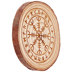 Rustic Wood Slice Pendumlum Boards, Pentagram & Leaf Pattern Pendumlum Boards, Chakra Theme, 80~120x9mm(DJEW-WH0010-86K)