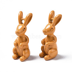 Spray Painted Brass Pendants, Rabbit, Dark Orange, 19.5x8x8mm, Hole: 1.5mm(KK-Q252-001G)