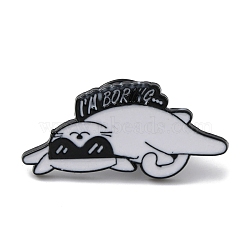 Alloy Enamel Pins, Animal Brooch, for Backpack, Clothes, Cat Shape, 14x30x1.5mm(JEWB-R021-04D)