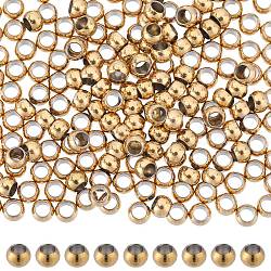 200Pcs PVD Vacuum Plating 304 Stainless Steel Spacer Beads, Round, Golden, 4x3mm, Hole: 2mm(STAS-SC0006-89B)