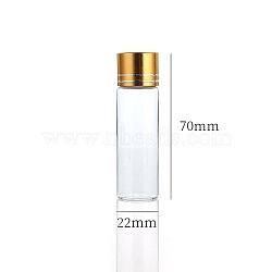 Clear Glass Bottles Bead Containers, Screw Top Bead Storage Tubes with Aluminum Cap, Column, Golden, 2.2x7cm, Capacity: 15ml(0.51fl. oz)(CON-WH0085-77F-02)