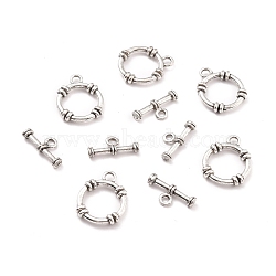 Tibetan Style Alloy Toggle Clasps, Ring & Bar, Antique Silver, O Ring: 23.5x19x4mm, Hole: 3mm, T Bar: 9.5x20x3.5mm, Hole: 2.6mm.(PALLOY-P267-14AS)