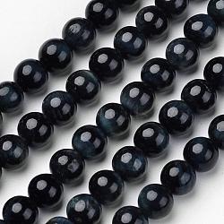 Natural Blue Tiger Beads Strands, Grade A, Round, 6mm, Hole: 1mm, about 63pcs/strand, 15.4 inches(G-D809-08-6mm)
