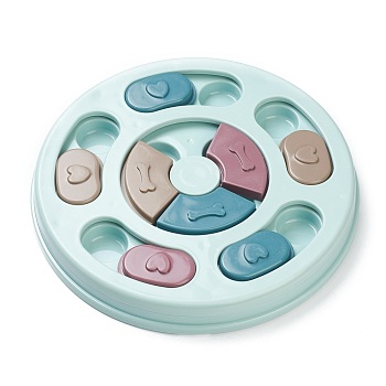 PP Puzzle Feeder Toys, for Dog Bowl Supplies, Flat Round, Medium Turquoise, 240x30mm, Packing Box: 252x248x37mm