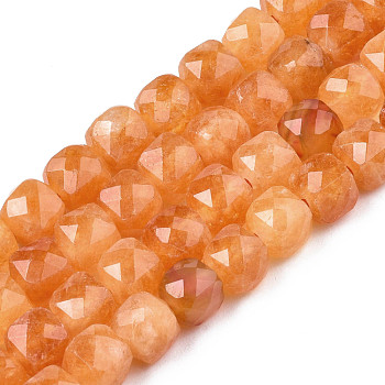 Natural Quartz Beads Strands, Dyed, Faceted, Cube, Chocolate, 5.5x6x6mm, Hole: 1mm, about 61~62pcs/Strand, 12.99 inch~13.19 inch(33cm~33.5cm)