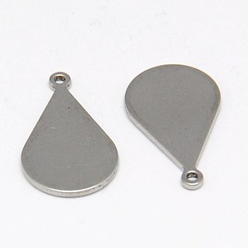 304 Stainless Steel Stamping Blank Tag Pendants, teardrop, Stainless Steel Color, 18x10x1mm, Hole: 1mm