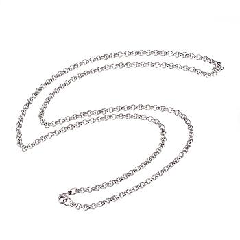 304 Stainless Steel Necklaces, with Lobster Clasps, Cable Chain Necklaces, Stainless Steel Color, 29.6 inch(75.2cm), 4mm