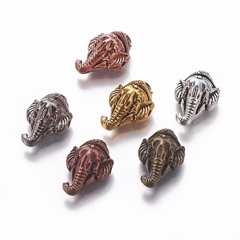 Tibetan Style Alloy Beads, Elephant, Mixed Color, 20x13.7x8mm, Hole: 1.8mm