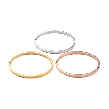 3Pcs 3 Color Ion Plating(IP) 304 Stainless Steel Roman Numerals Bangle, Stackable Bracelet for Women, Mixed Color, Inner Diameter: 2x2-3/8 inch(5.1x6cm), 1pc/color