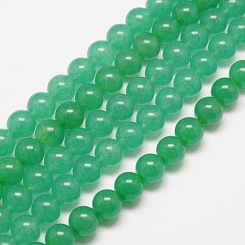Natural Malaysia Jade Bead Strands, Round Dyed Beads, Medium Spring Green, 6mm, Hole: 1mm, about 64pcs/strand, 15 inch