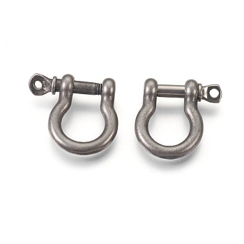 304 Stainless Steel Screw D-Ring Anchor Shackle Clasps, Antique Silver, 25x25.5x7mm, Hole: 2mm, 12mm Inner Diameter
