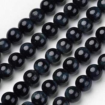 Natural Blue Tiger Beads Strands, Grade A, Round, 6mm, Hole: 1mm, about 63pcs/strand, 15.4 inch