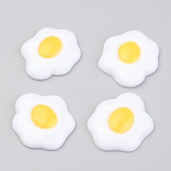 Opaque Resin Decoden Cabochons, Imitation Food, Fried Egg, White, 25.5x21.5x5.5mm