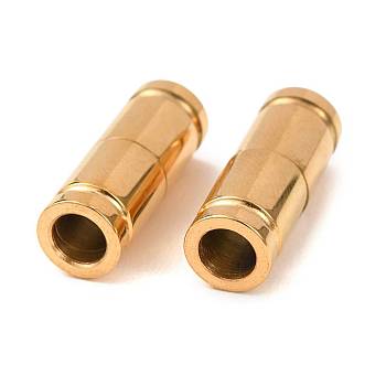 304 Stainless Steel Magnetic Clasps, Column, Round Hole, Real 18K Gold Plated, 22x8x8mm, Hole: 5mm