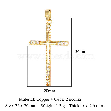 pendentifs en laiton zircon cubique transparent(ZIRC-OY004-01G)-2