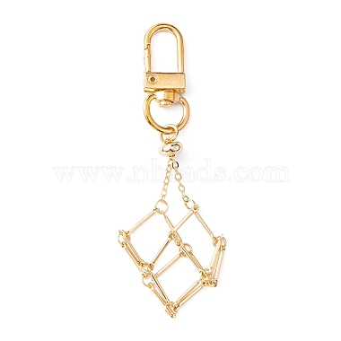 Brass Braided Chain Pouch Empty Stone Holder Pendant Decorations(HJEW-JM01241-01)-2