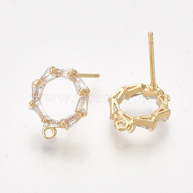 Brass Cubic Zirconia Stud Earring Findings(X-KK-S350-343)-2
