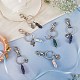 6Pcs 6 Style Natural & Synthetic Gemstone Copper Wire Wrapped Keychains(KEYC-SZ0001-13)-6