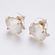 Faceted Glass Stud Earring Findings(GLAA-F084-A07)-1