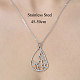 201 Stainless Steel Hollow Teardrop with Flower Pendant Necklace(NJEW-OY002-07)-3