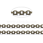 Brass Cable Chains, Soldered, with Spool, Oval, Long-Lasting Plated, Cadmium Free & Nickel Free & Lead Free, Antique Bronze, 3x2x0.6mm(CHC-X0001-02AB-FF)