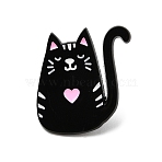 Cat Enamel Pins, Alloy Lapel Pin Backs for Backpack Clothes, Black, 24x23mm(JEWB-I058-02EB-01)