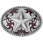 Zinc Alloy Buckles, Oval with Star, Red, 94x68.5x5.5mm, Hole: 44x15mm(FIND-GF0009-21A)