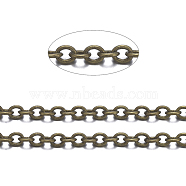 Brass Cable Chains, Soldered, with Spool, Oval, Long-Lasting Plated, Cadmium Free & Nickel Free & Lead Free, Antique Bronze, 3x2x0.6mm(CHC-X0001-02AB-FF)