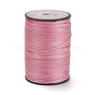 Round Waxed Polyester Thread String, Micro Macrame Cord, Twisted Cord, for Leather Sewing Stitching, Flamingo, 0.8mm, about 54.68 Yards(50m)/Roll(YC-D004-02E-008)