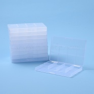 Rectangle Polypropylene(PP) Bead Storage Containers, with Hinged Lid and 9 Grids, for Jewelry Small Accessories, Clear, 14.4x9.6x1.45cm, Compartment: 140x32mm and 34x26mm and 34x32mm(CON-S043-051)