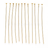Brass Flat Head Pins, Long-Lasting Plated, Real Gold Plated, Nickel Free, Real 18K Gold Plated, 63x0.7mm, head: 2mm, 227pcs/bag.(KK-G331-11-0.7x63)