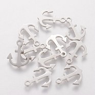 201 Stainless Steel Charms, Anchor, Stainless Steel Color, 14x11.2x1mm, Hole: 1.5mm(STAS-S105-T163)