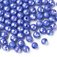 Opaque Acrylic Beads, AB Color Plated, Faceted, Round, Royal Blue, 6x5.5mm, Hole: 1.5mm, about 4800pcs/500g(MACR-S371-135-I05)