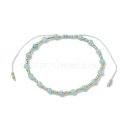 Adjustable Natural Amazonite & Glass Braided Bead Bracelet, Inner Diameter: 1-7/8~3-1/4 inch(4.75~8.2cm)(BJEW-JB10137-07)
