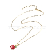 Enamel Apple Pendant Necklace with Golden Brass Cable Chains for Teachers' Day, Red, 16.42 inch(41.7cm)(NJEW-TA00047)