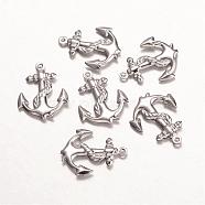 316 Surgical Stainless Steel Pendants, Anchor, Stainless Steel Color, 24x18.5x3mm, Hole: 1mm(STAS-K096-06P)