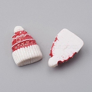 Opaque Resin Cabochons, for Jewelry Making, Christmas Cap, Red, 27.5x18.5x10mm(RESI-CJC0001-38B)