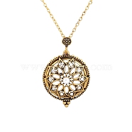 Alloy Rhinestones & Glass Magnifying Pendant Necklace for Women, Flower, 25.20 inch(64cm)(PW-WG66202-06)