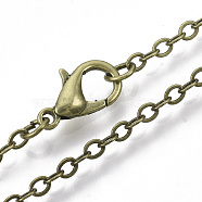 Brass Cable Chains Necklace Making, with Alloy Lobster Claw Clasps, Antique Bronze, 23.6 inch~24.37 inch(60cm~61.9cm)(MAK-N029-01AB)