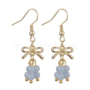 Natural Angelite Dangle Earring, with Alloy Links Connectors and 304 Stainless Steel Earring Hooks, Bowknot, Golden, 42x12.5mm(EJEW-JE05910)