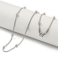 Non-Tarnish 304 Stainless Steel Box Chain Round Link Necklaces, Stainless Steel Color, 16.26 inch(41.3cm)(NJEW-P315-02A-P)