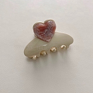 Heart Cellulose Acetate(Resin) Claw Hair Clips, for Women Girls, Dark Khaki, 58x35mm(PW-WG13466-02)
