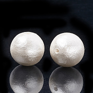 Compressed Cotton Pearl Beads, Eco-Friendly, Dyed, Round, White, 8~8.5mm, Hole: 1.2mm(WOVE-S114-8mm-13)