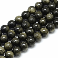 Natural Golden Sheen Obsidian Beads Strands, Round, 4x3.5mm, Hole: 0.8mm, about 85~87pcs/strand, 14.76~14.96 inch(37.5~38cm)(G-S150-20-4mm)