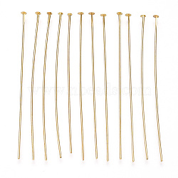 Brass Flat Head Pins, Long-Lasting Plated, Real Gold Plated, Nickel Free, Real 18K Gold Plated, 63x0.7mm, head: 2mm, 227pcs/bag.(KK-G331-11-0.7x63)