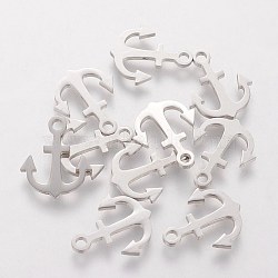 Non-Tarnish 201 Stainless Steel Charms, Anchor, Stainless Steel Color, 14x11.2x1mm, Hole: 1.5mm(STAS-S105-T163)